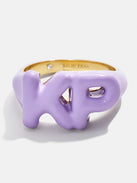 Custom Double Initial Enamel Block Ring - Purple
