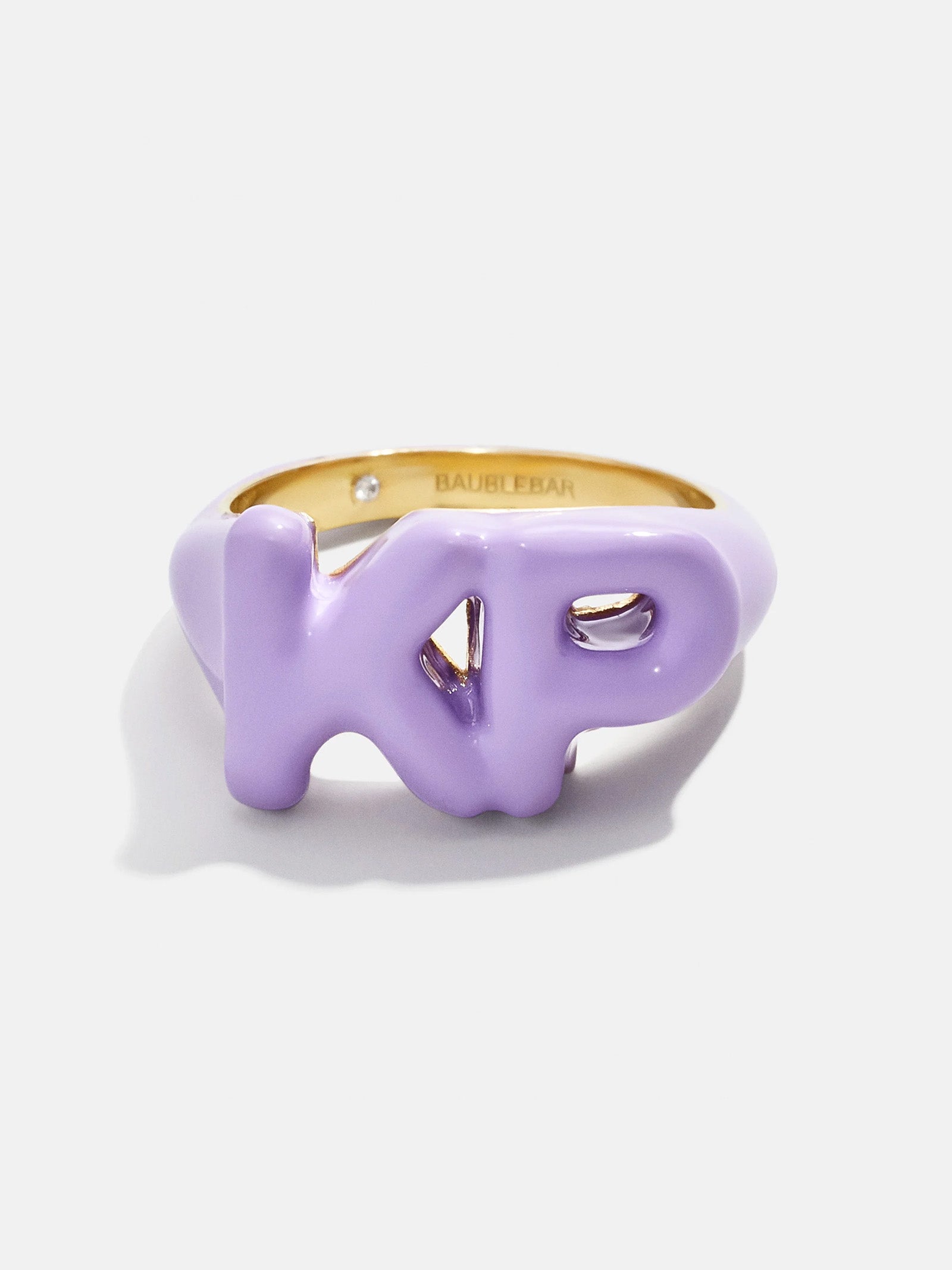 Block Enamel Custom Initial Ring - Purple