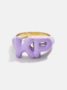 Block Enamel Custom Initial Ring - Purple