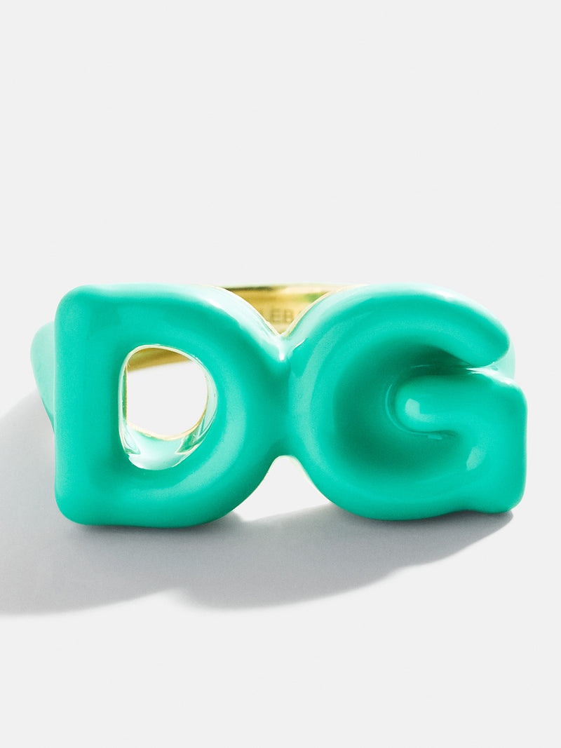 Double Initial Custom Block Ring - Turquoise – Early Black Friday Deal ...