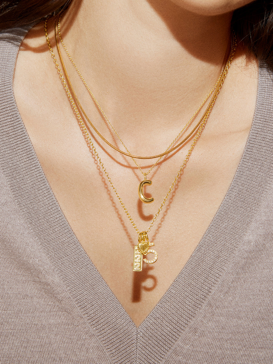 Classic Gold Initial Necklace - Gold Plated Brass