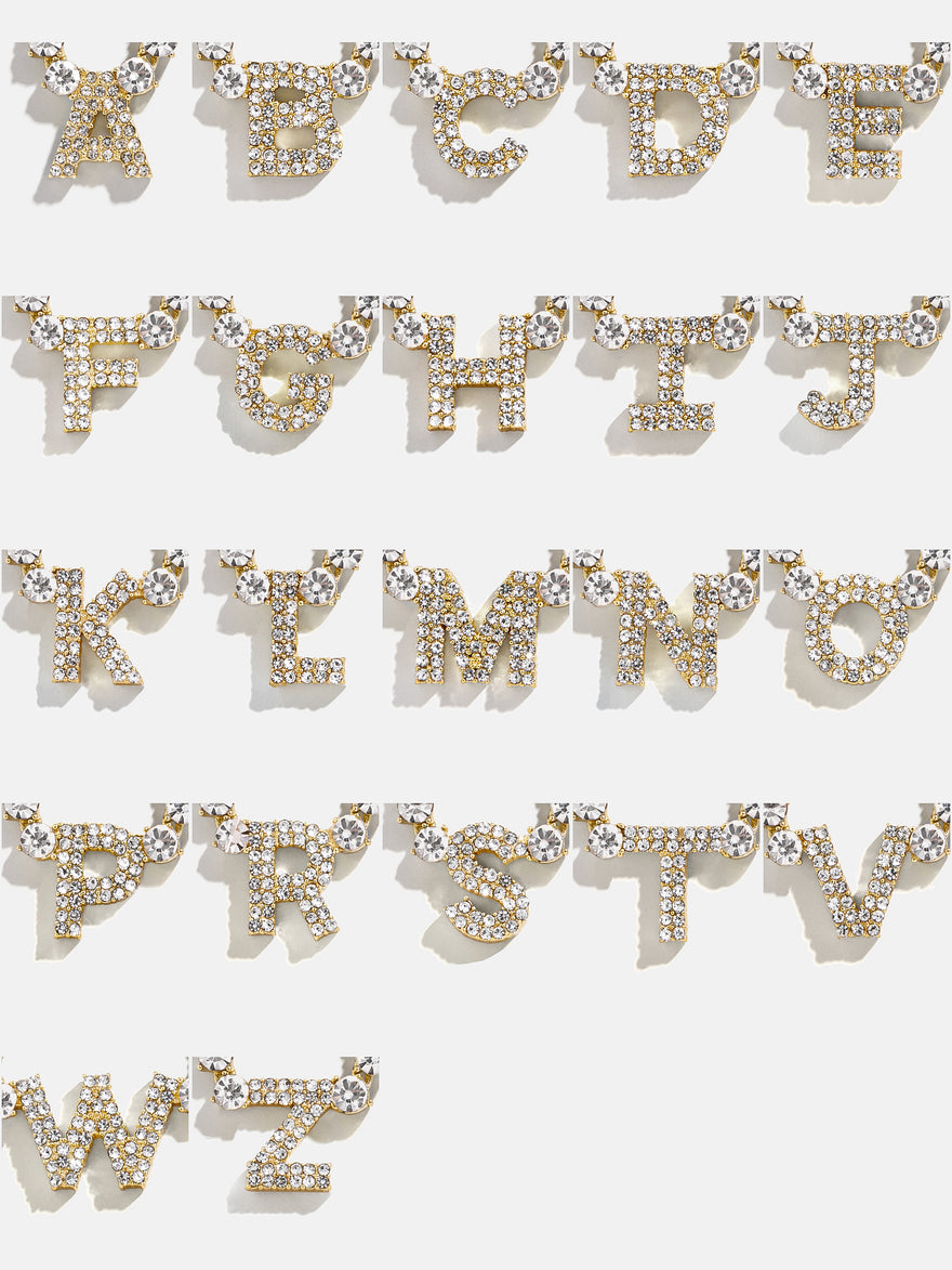 Initial Tennis Necklace - Gold/Pavé