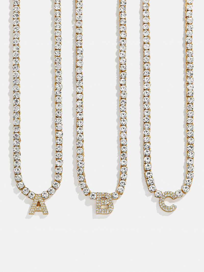 Initial Tennis Necklace - Gold/Pavé