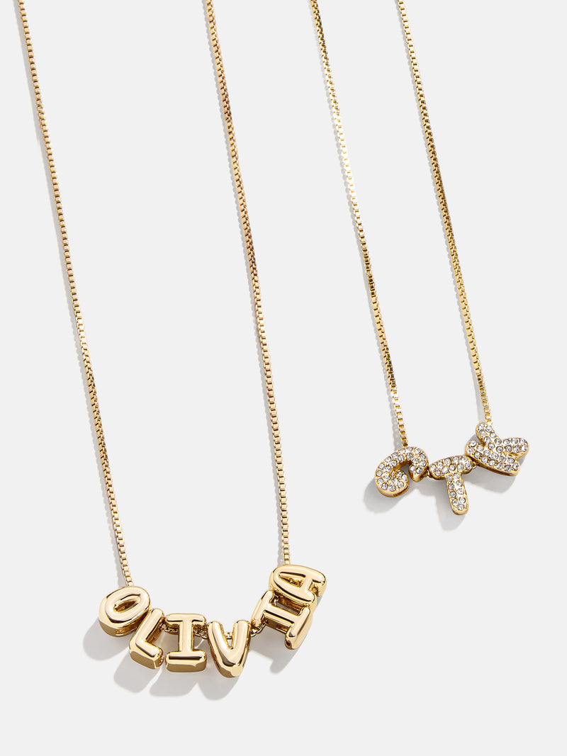 Mini Custom Bubble Letter Necklace - Gold/Pavé – Customizable bubble necklace – BaubleBar