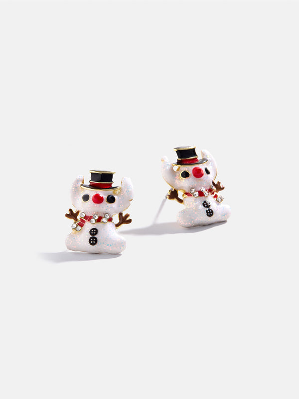 Disney Stitch Snowman Earrings - White