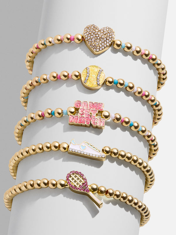 Match Point Kids Pisa Bracelet Set Kids Tennis Set Five gold beaded stretch bracelets BaubleBar