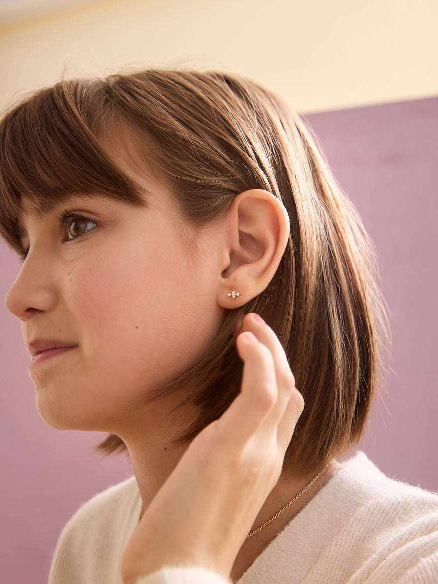 Serene 18K Gold Vermeil Kids’ Earrings - Gold/Pavé
