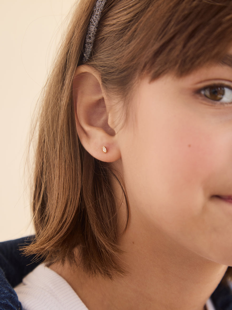 Luna 18K Gold Vermeil Kids' Earrings - Gold/Pavé