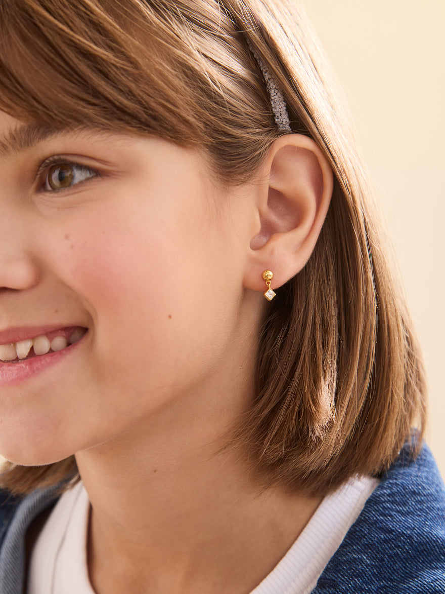 Jada 18K Gold Vermeil Kids' Earrings - Gold/Pavé