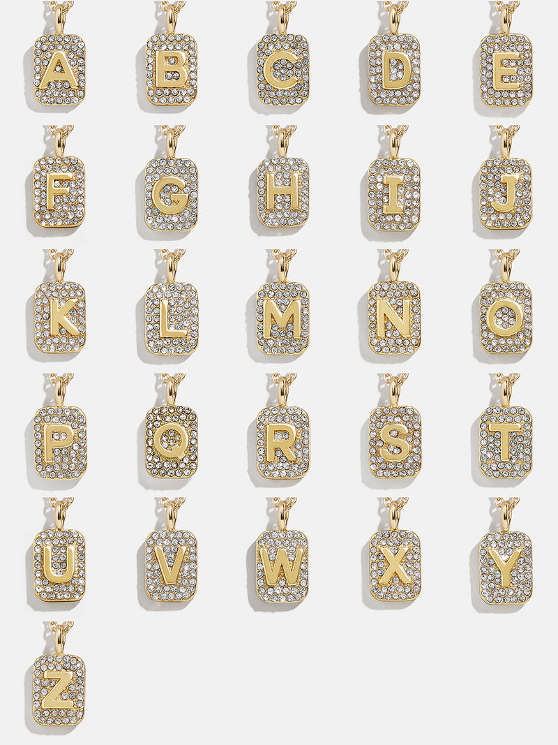 BaubleBar Tina Block Initial Necklace - Gold/Pavé - 
    Initial pendant necklace
  
