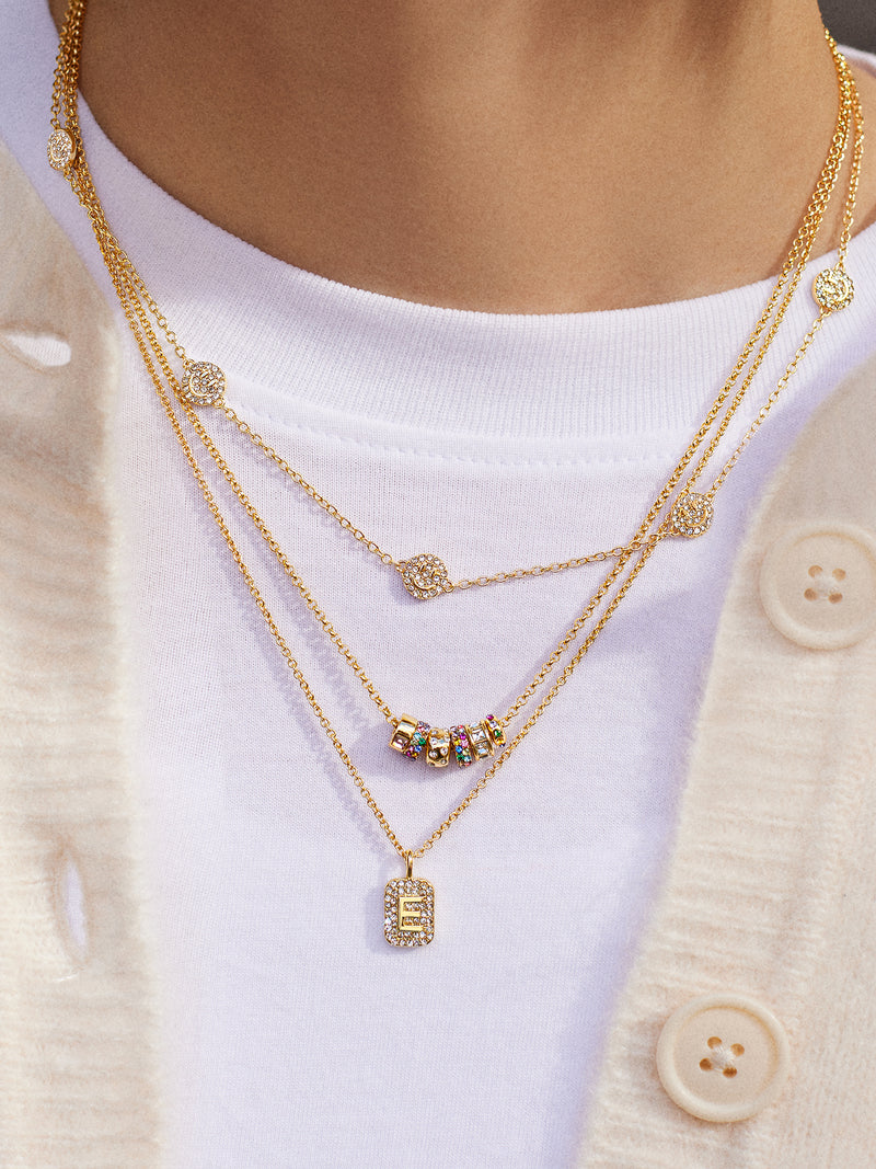 BaubleBar Tina Block Initial Necklace - Gold/Pavé - 
    Initial pendant necklace
  
