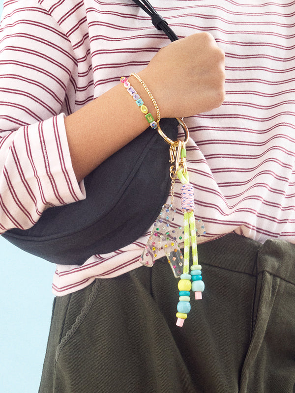 Zoe Beaded Bag Charm - Light Green