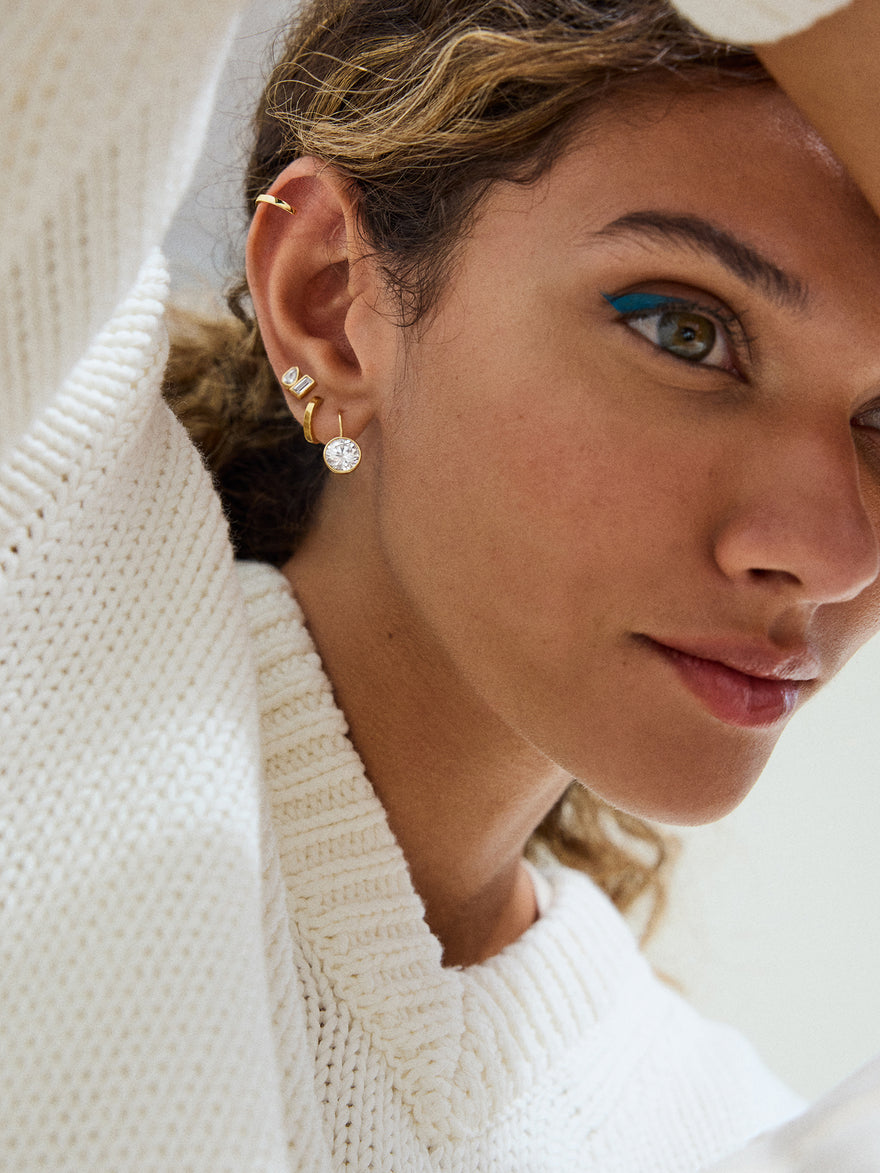 Fallon 14K Gold Bezel Earrings - 10MM Stone