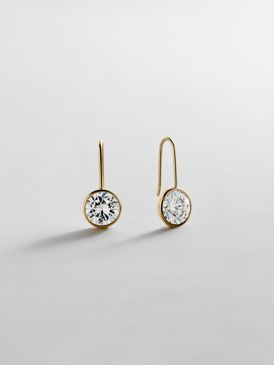 Fallon 14K Gold Bezel Earrings - 10MM Stone