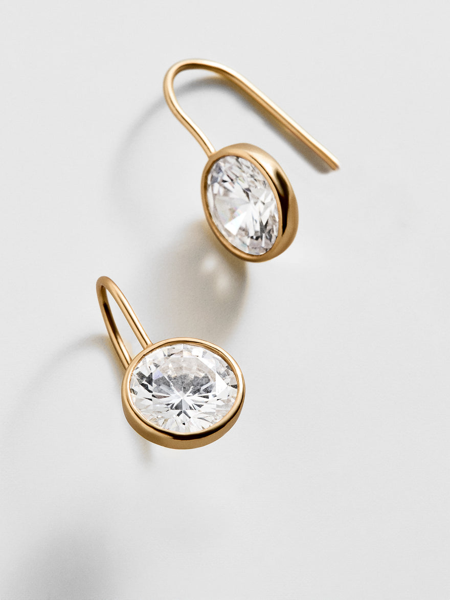 Fallon 14K Gold Bezel Earrings - 10MM Stone
