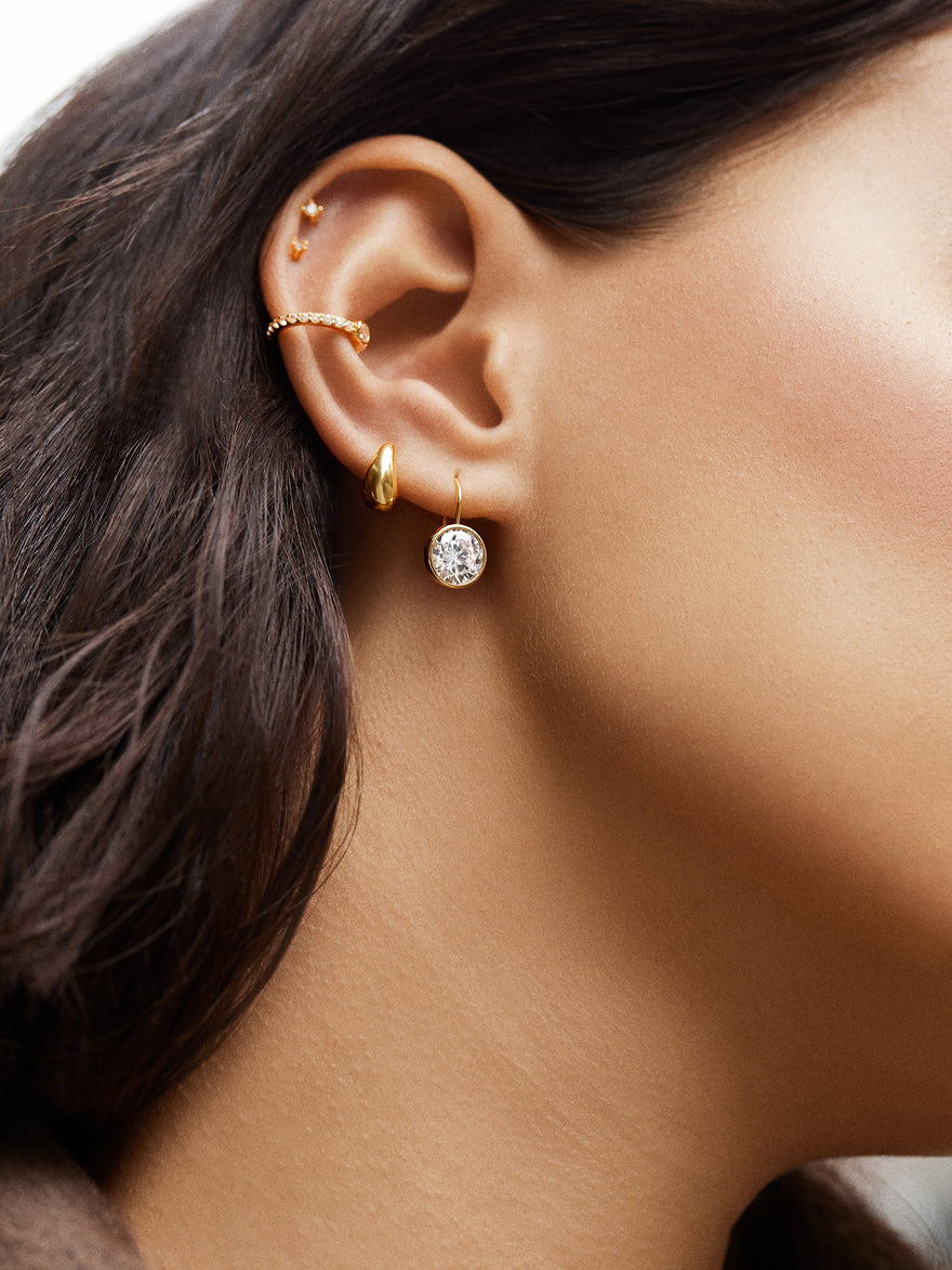 Fallon 14K Gold Bezel Earrings - 10MM Stone