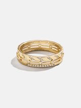 BaubleBar Zaria 18K Gold Ring - Gold/Pavé - 
    18K gold plated sterling silver Cubic Zirconia stones
  
