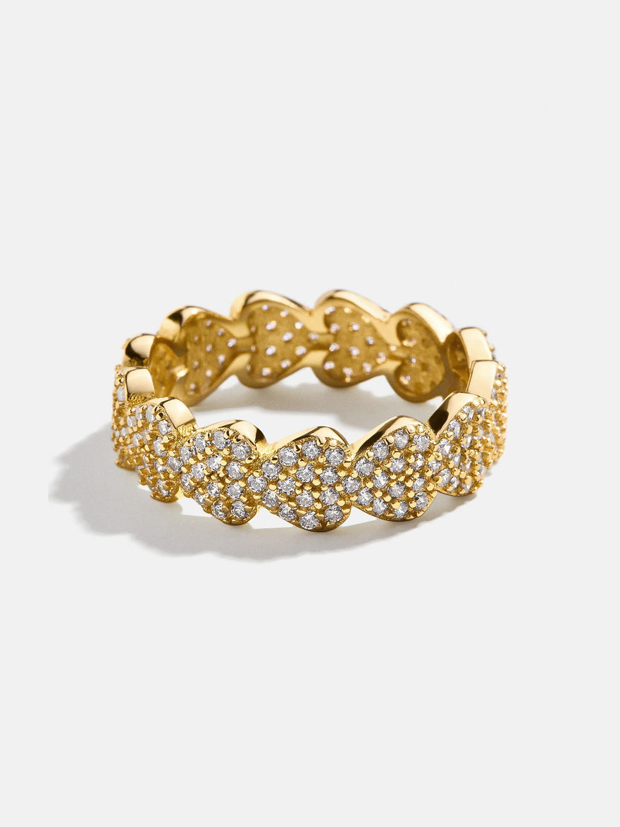 18K Gold Heart Pavé Ring - Heart