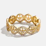 18K Gold Smiley Pavé Ring - Smiley Face