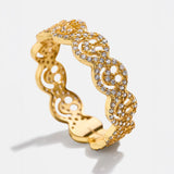 18K Gold Smiley Pavé Ring - Smiley Face