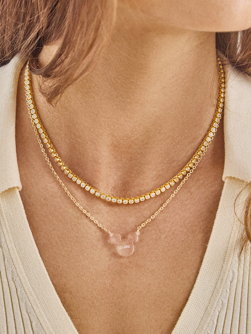 BaubleBar Disney Mickey Mouse Custom Acrylic Necklace - Blonde Marble - 
    Disney acrylic nameplate necklace
  
