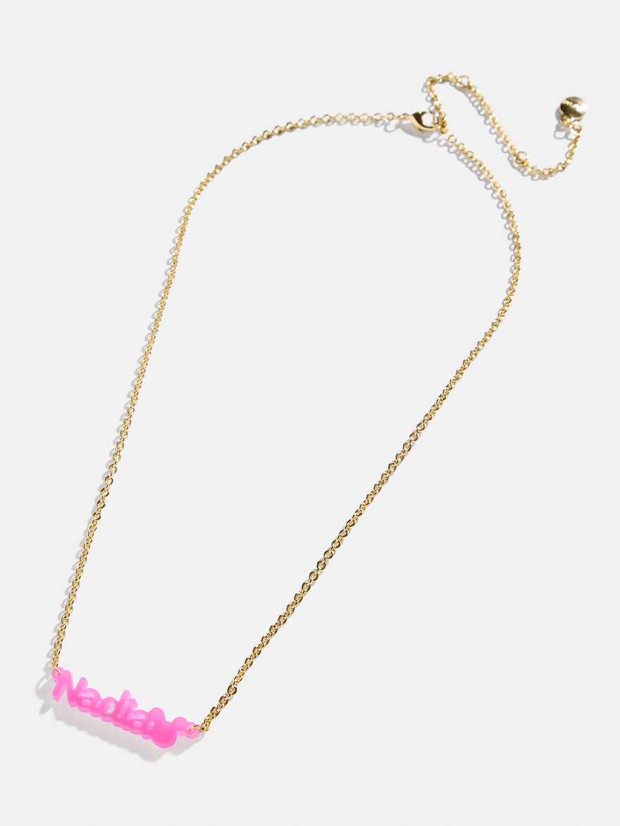 Disney Mickey Mouse Acrylic Custom Nameplate Necklace - Translucent Magenta
