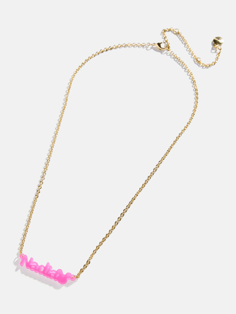 BaubleBar Disney Mickey Mouse Custom Acrylic Nameplate Necklace - Translucent Magenta - 
    Ends Sunday: Enjoy 20% off
  
