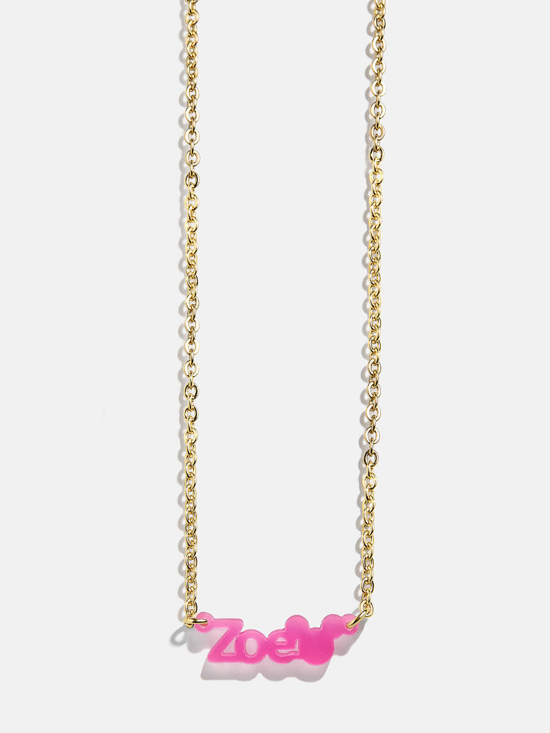BaubleBar Disney Mickey Mouse Custom Acrylic Nameplate Necklace - Translucent Magenta - 
    Ends Sunday: Enjoy 20% off
  
