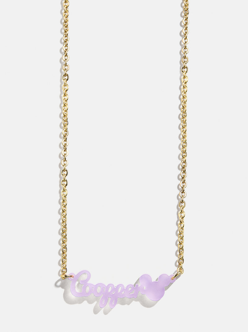 BaubleBar Disney Mickey Mouse Custom Acrylic Nameplate Necklace - Translucent Purple - 
    Disney acrylic nameplate necklace
  

