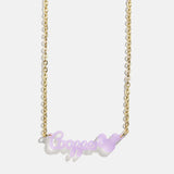 Disney Mickey Mouse Acrylic Custom Nameplate Necklace - Translucent Purple