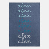Script Ombre Name Custom Blanket - Denim/Light Blue