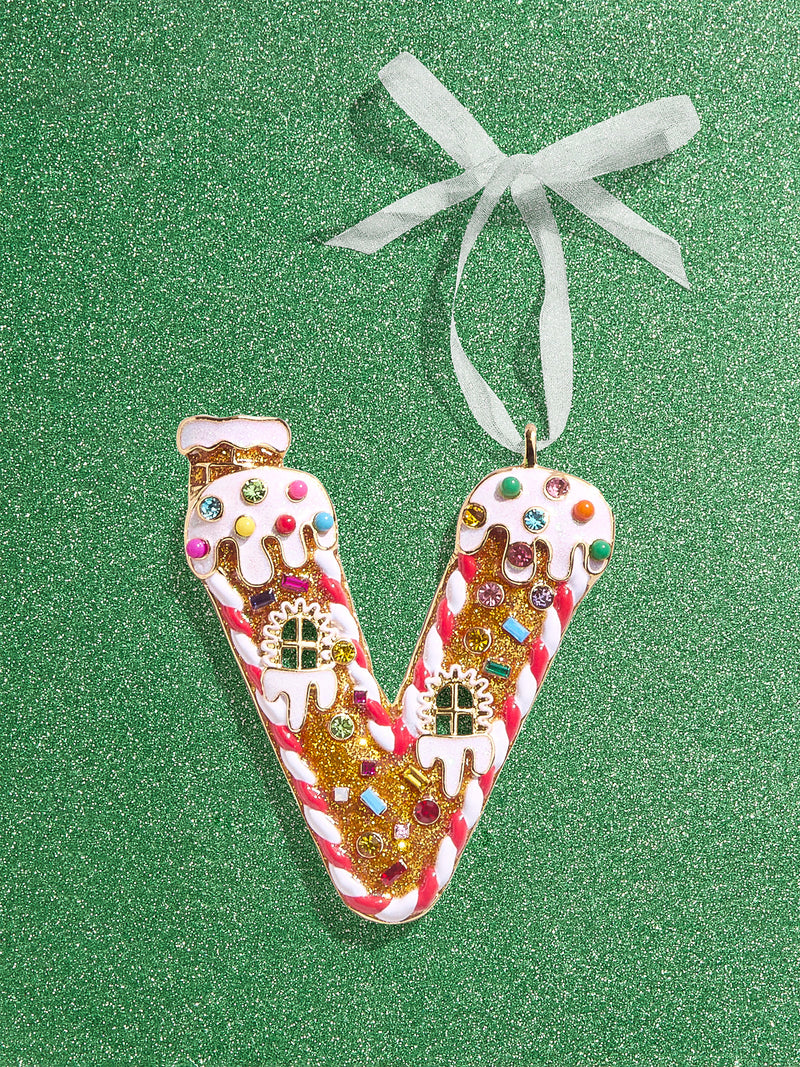 BaubleBar V - 
    Gingerbread man initial ornament
  
