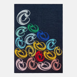 Retro Bubble Custom Initial Blanket - Black/Multi