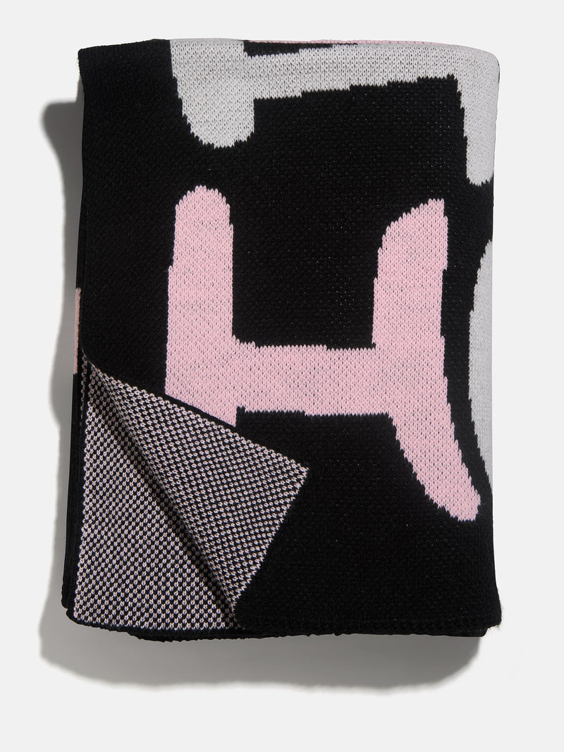 BaubleBar Get Wavy Custom Blanket - Pink/Black - 
    Custom, machine washable blanket in two sizes
  
