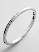 Nadia Classic Hinge Bangle - Classic Thin Silver Single Bezel