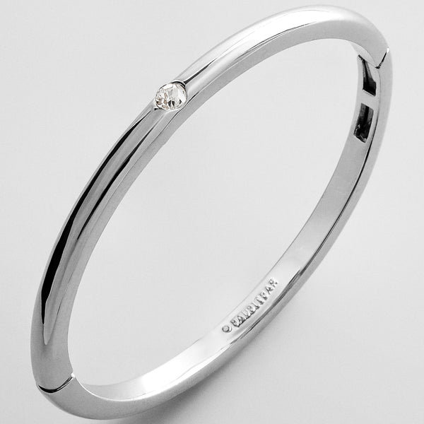 Nadia Classic Single Bezel Hinge Bangle - Classic Thin Silver
