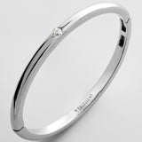 Nadia Classic Single Bezel Hinge Bangle - Classic Thin Silver Single Bezel