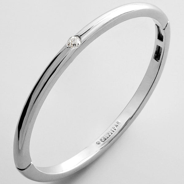 Nadia Classic Single Bezel Hinge Bangle in Classic Thin Silver