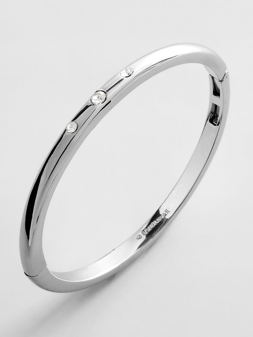 Nadia Classic Hinge Bangle - Classic Thin Silver Triple Bezel