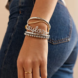 Nadia Classic Triple Bezel Hinge Bangle - Classic Thin Silver Triple Bezel