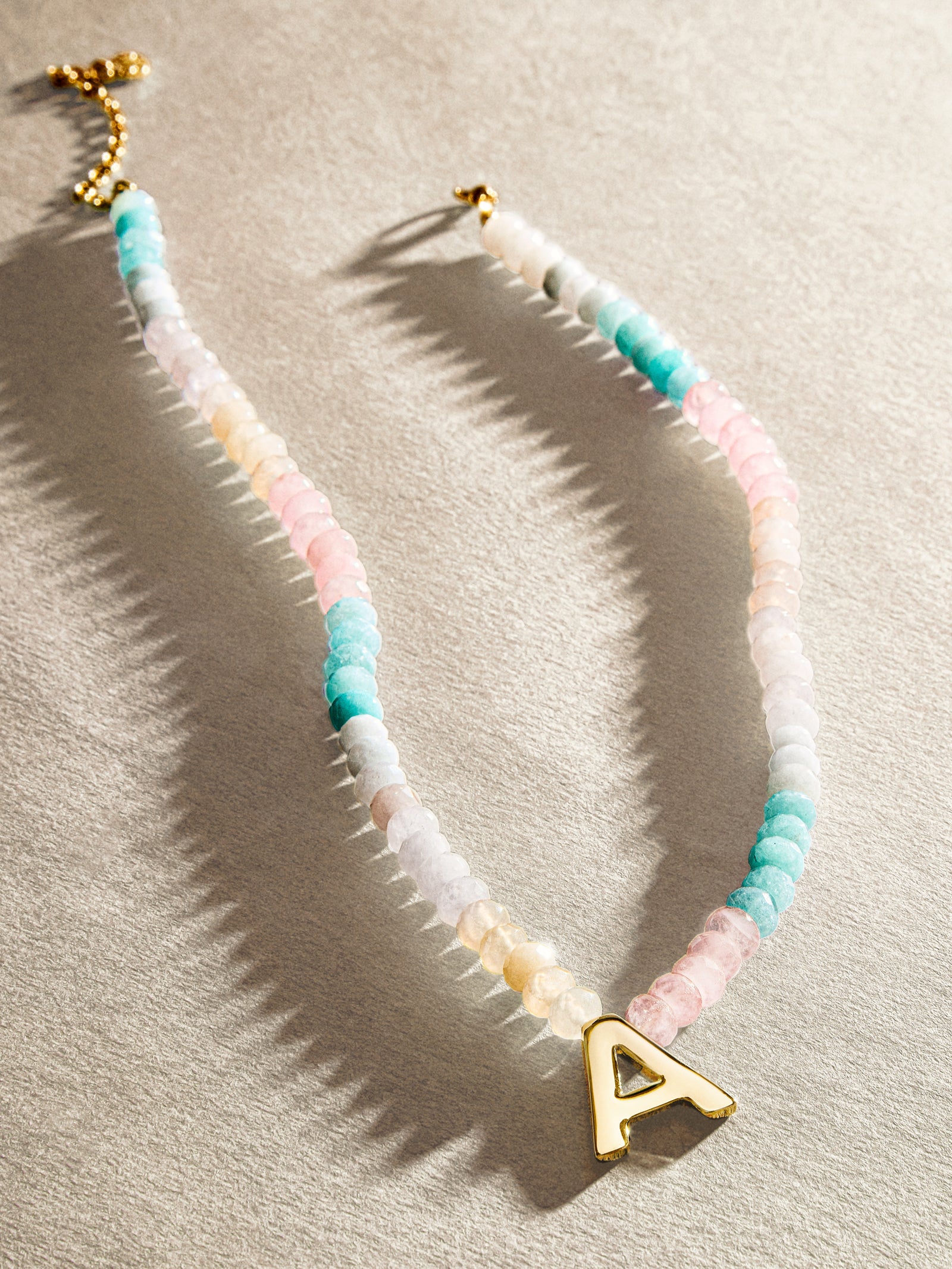 Semi-Precious Block Initial Necklace