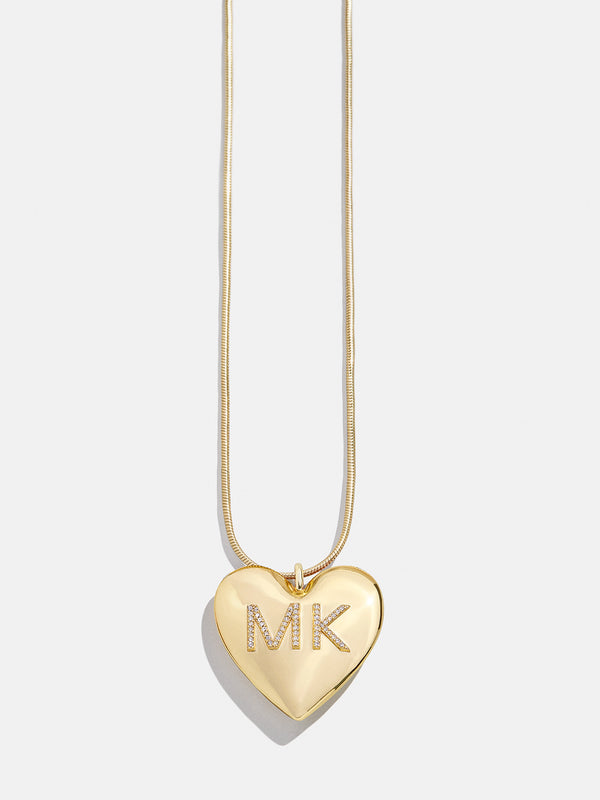 Mille Bubble Heart Custom Initial Necklace - Gold