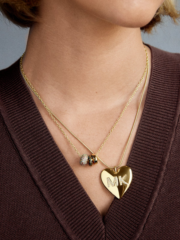Mille Bubble Heart Custom Initial Necklace - Gold