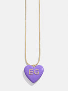 Mille Bubble Heart Custom Initial Necklace - Purple