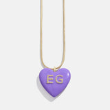 Millie Bubble Heart Custom Initial Necklace - Purple