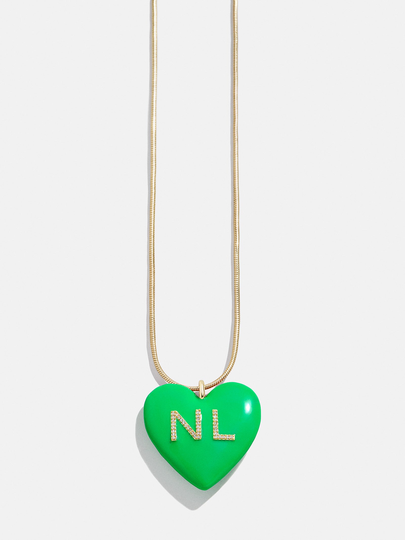 Mille Bubble Heart Custom Initial Necklace - Bright Green