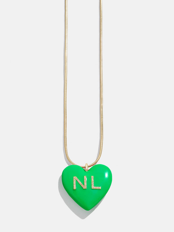 Mille Bubble Heart Custom Initial Necklace - Bright Green