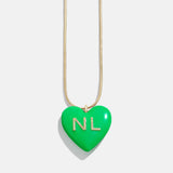 Millie Bubble Heart Custom Initial Necklace - Bright Green