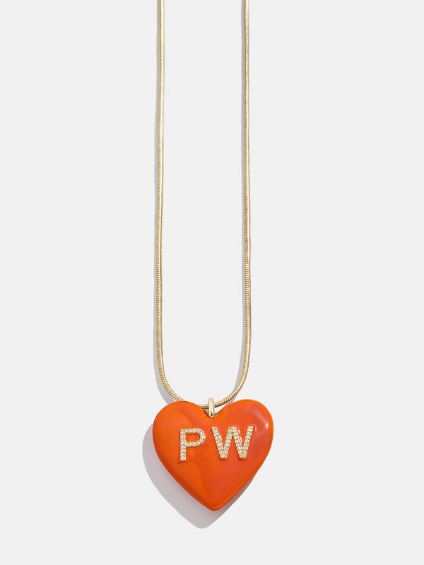 Mille Bubble Heart Custom Initial Necklace - Orange