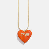 Millie Bubble Heart Custom Initial Necklace - Orange